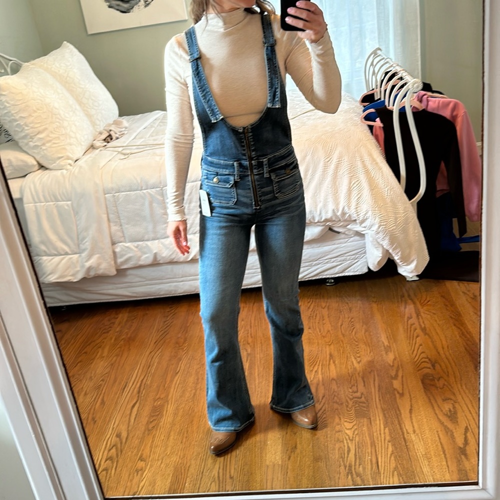 American Eagle bootleg overalls